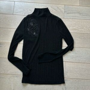 Mango Embellished Sheer Turtleneck